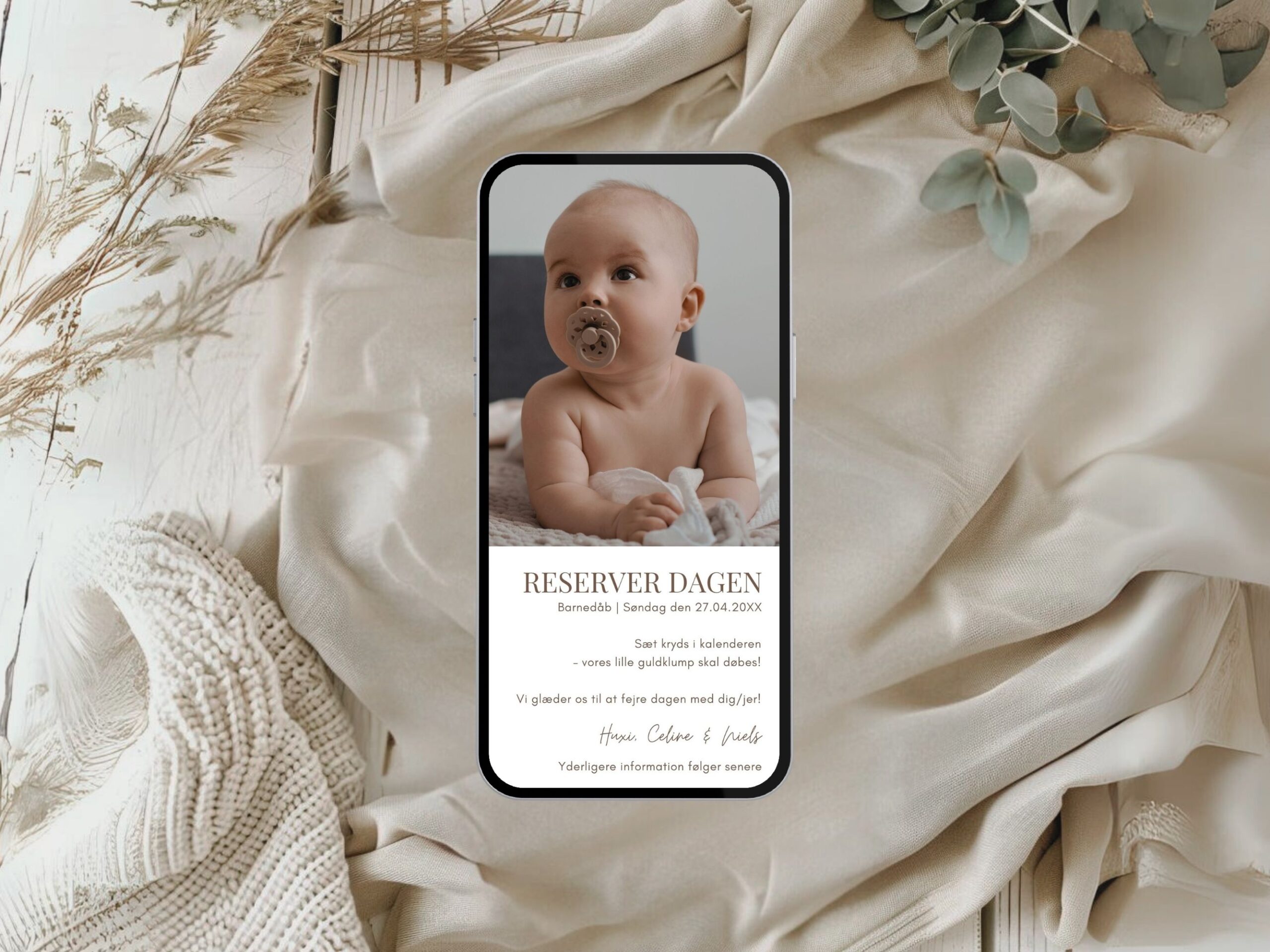 digital save the date barnedåb