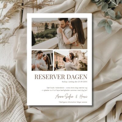 Hvid | Save the date kort bryllup