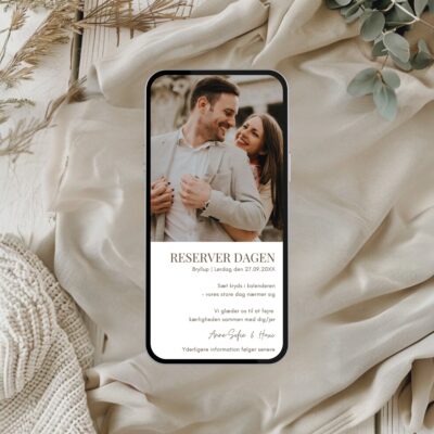 Hvid | Save the date kort bryllup digital