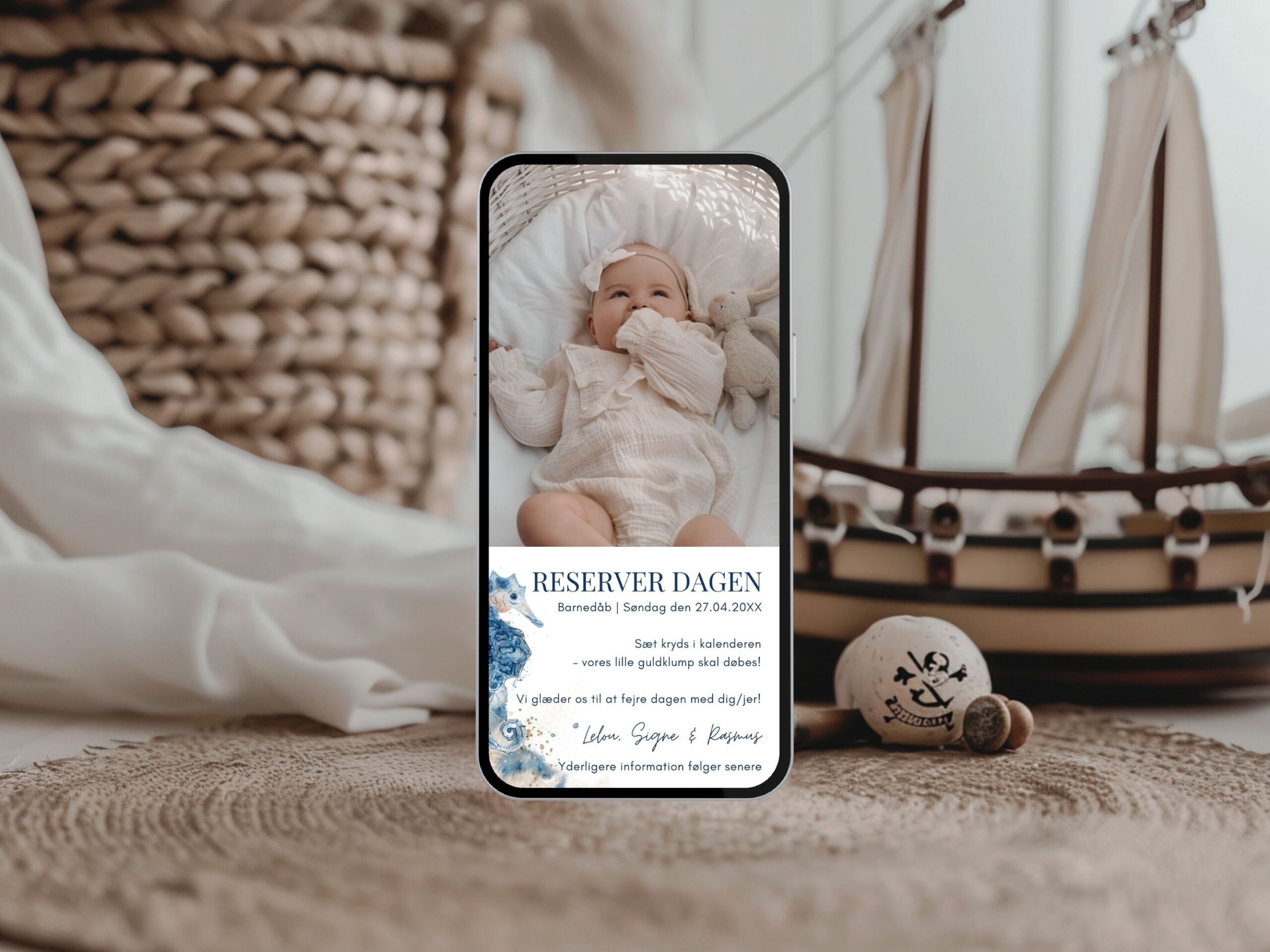 digital save the date barnedåb