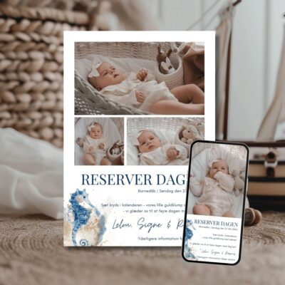 Lelou | Save the date kort barnedåb kombi