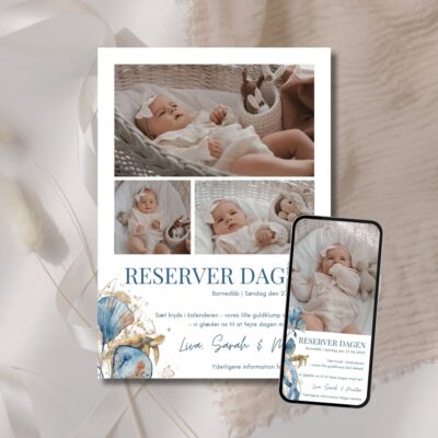 Liva | Save the date kort barnedåb kombi