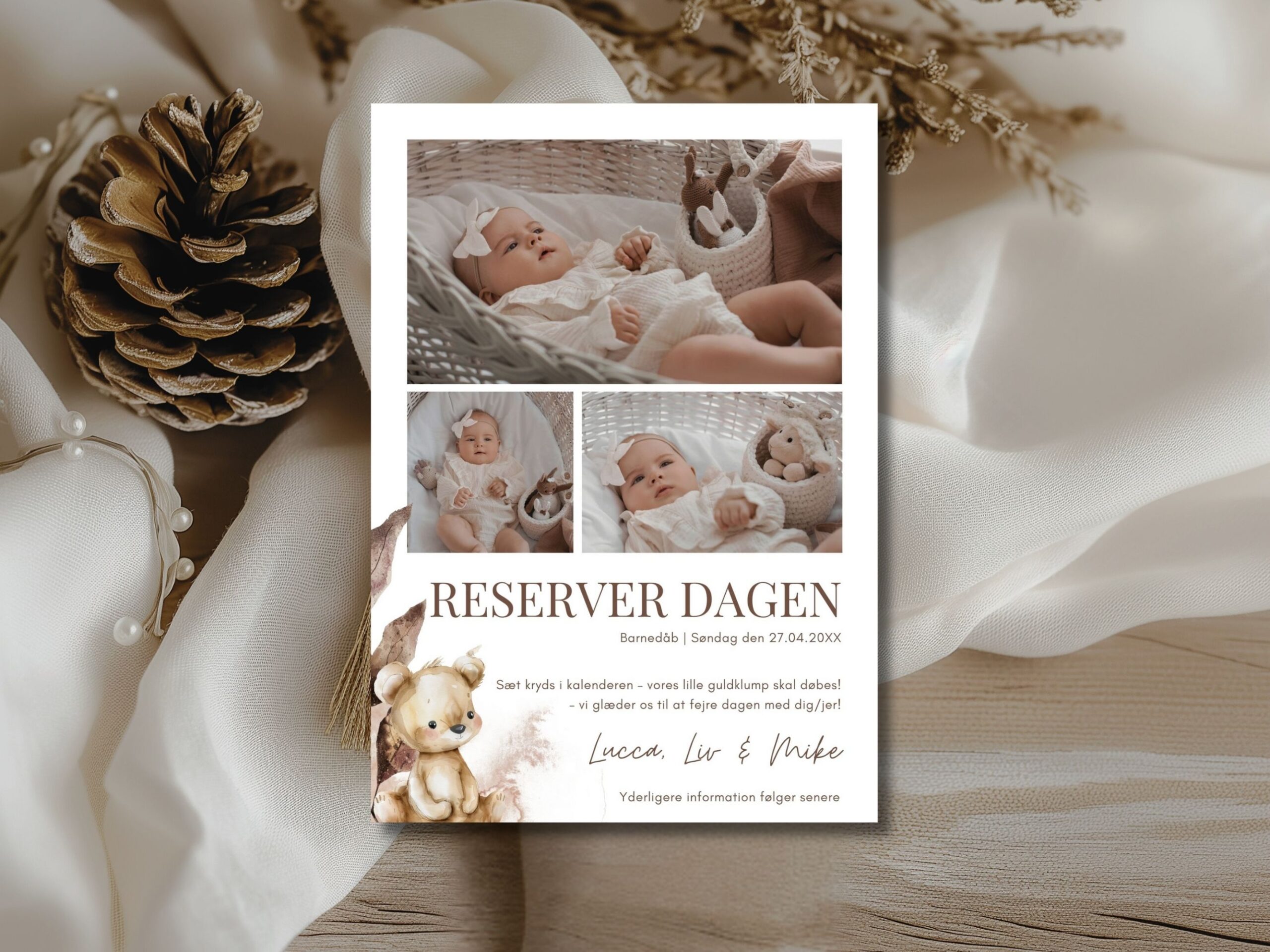 save the date kort barnedåb