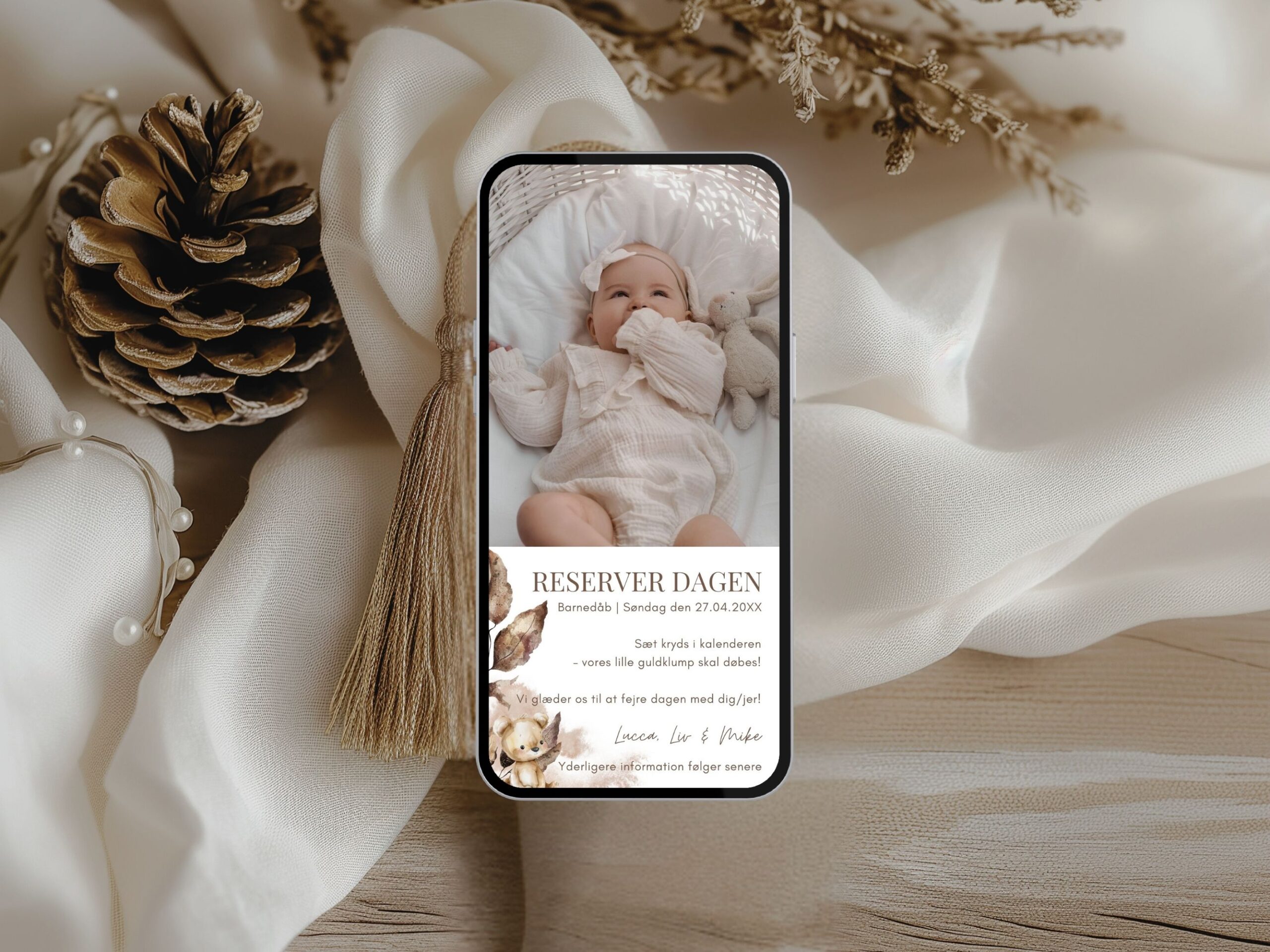digital save the date barnedåb