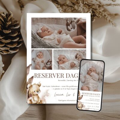 Lucca | Save the date kort barnedåb kombi