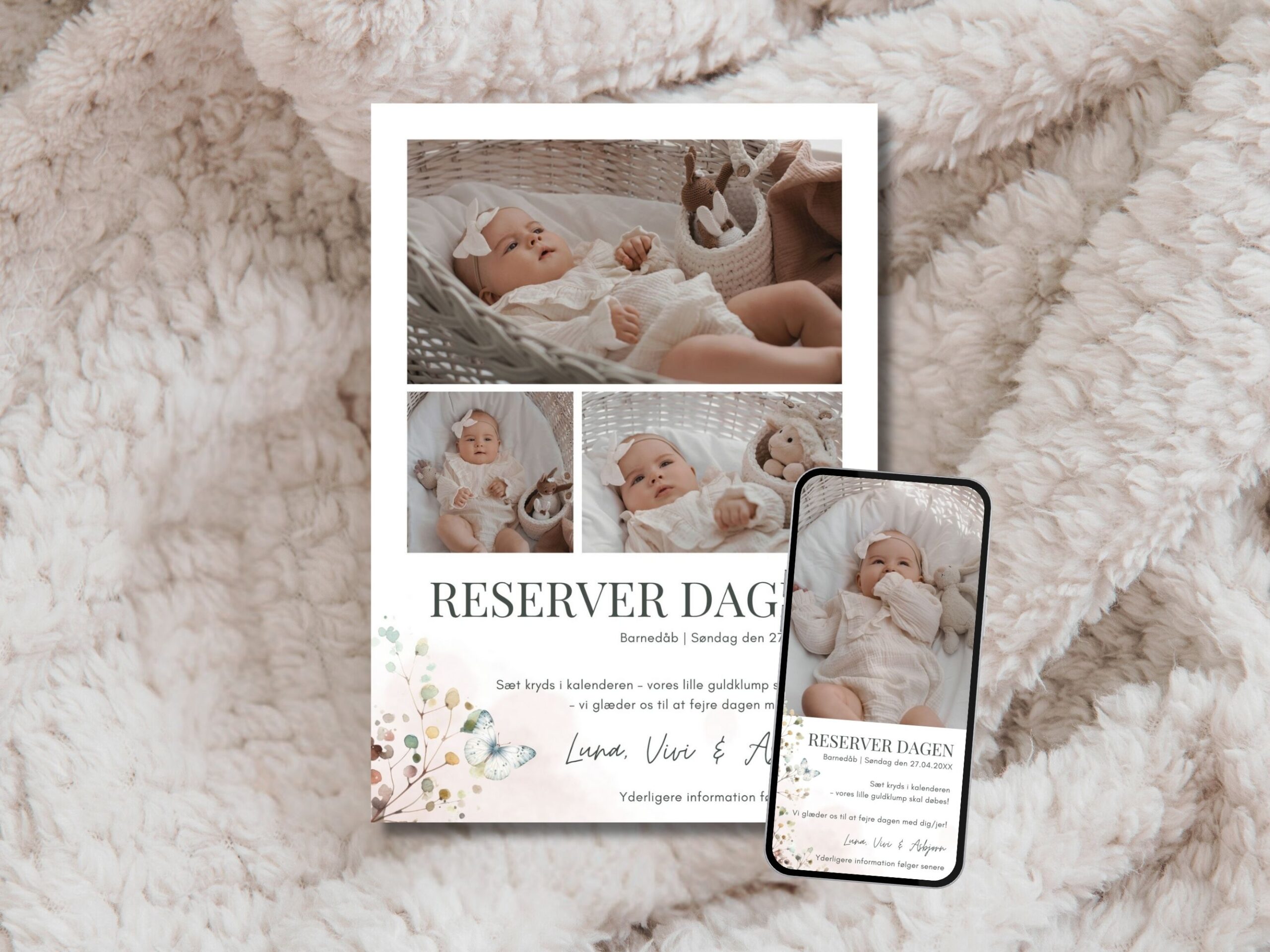 save the date kort barnedåb