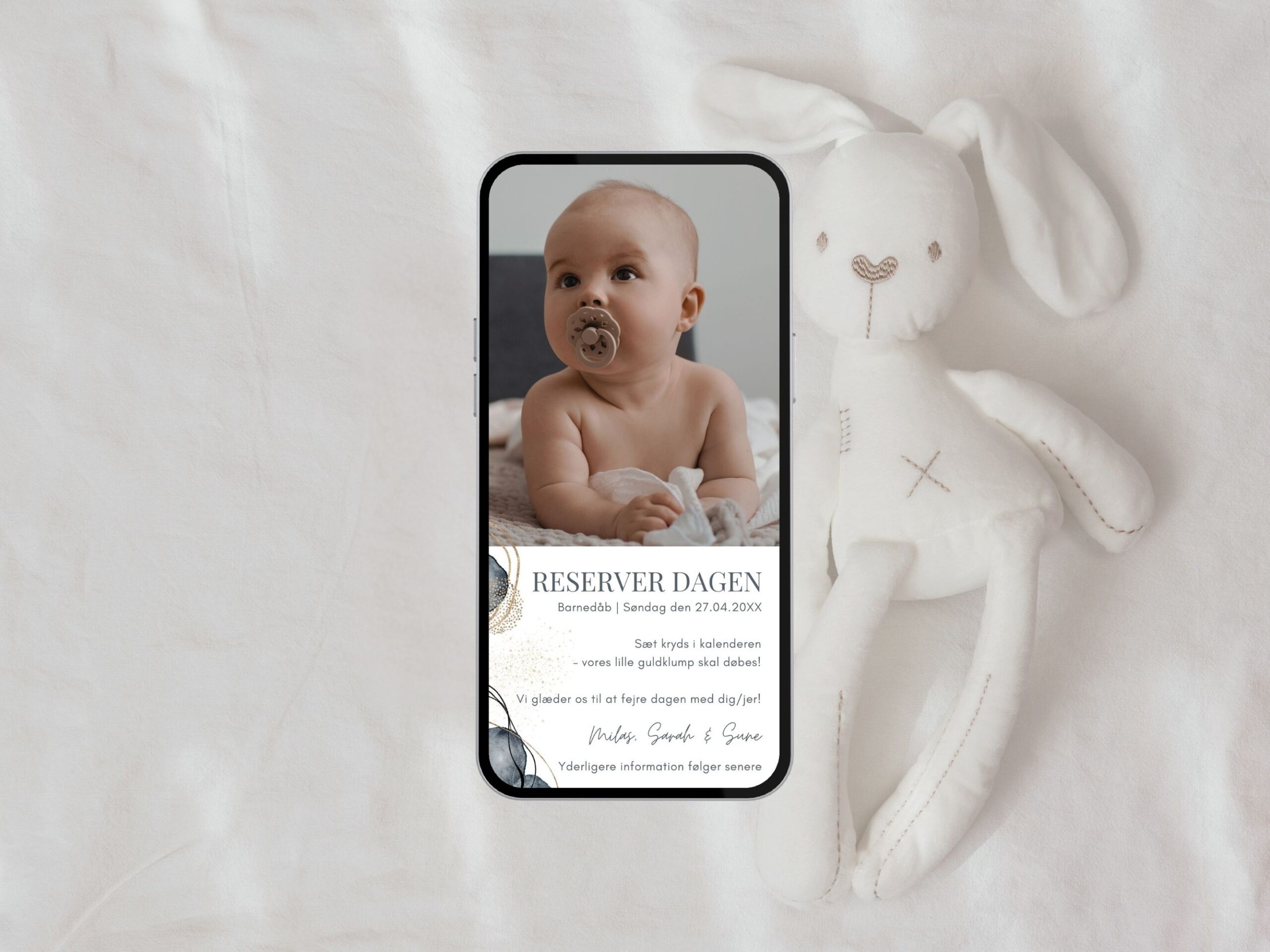 digital save the date barnedåb