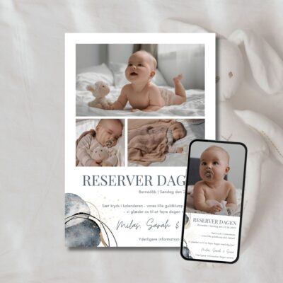 Milas | Save the date kort barnedåb kombi