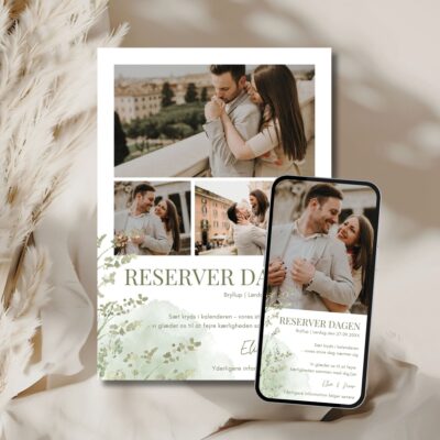 Noor | Save the date kort bryllup kombi