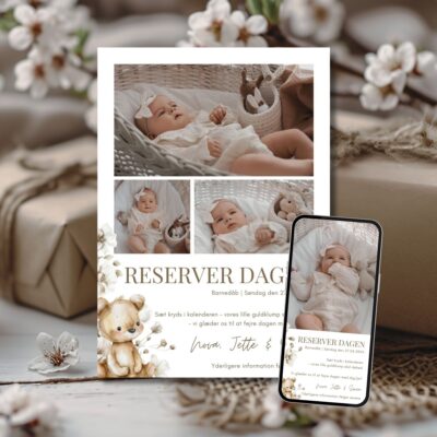Nova | Save the date kort barnedåb kombi