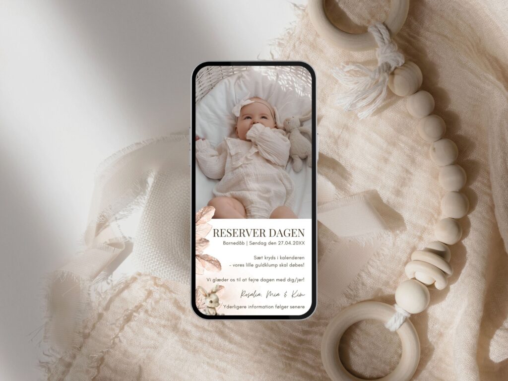 digital save the date barnedåb