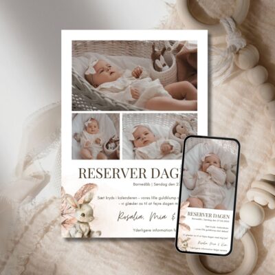 Rosalia | Save the date kort barnedåb kombi