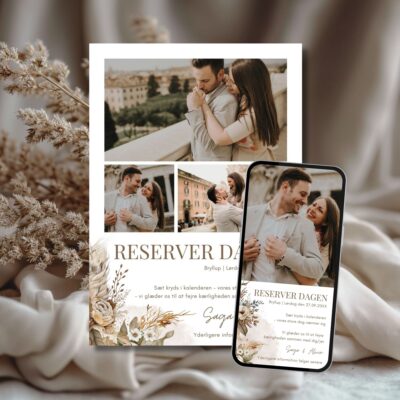 Saga | Save the date kort bryllup kombi
