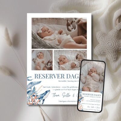 Thea | Save the date kort barnedåb kombi
