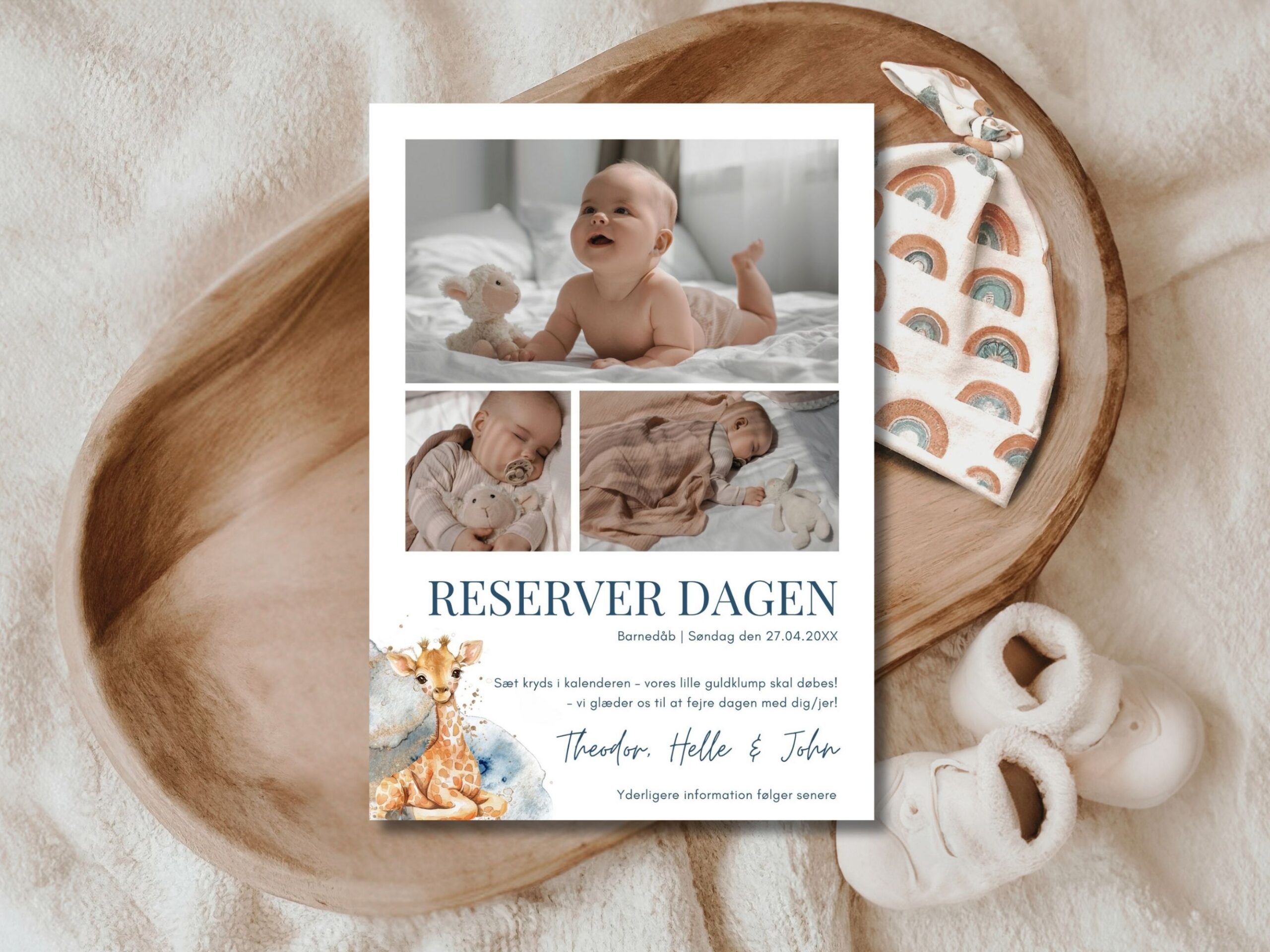 save the date kort barnedåb