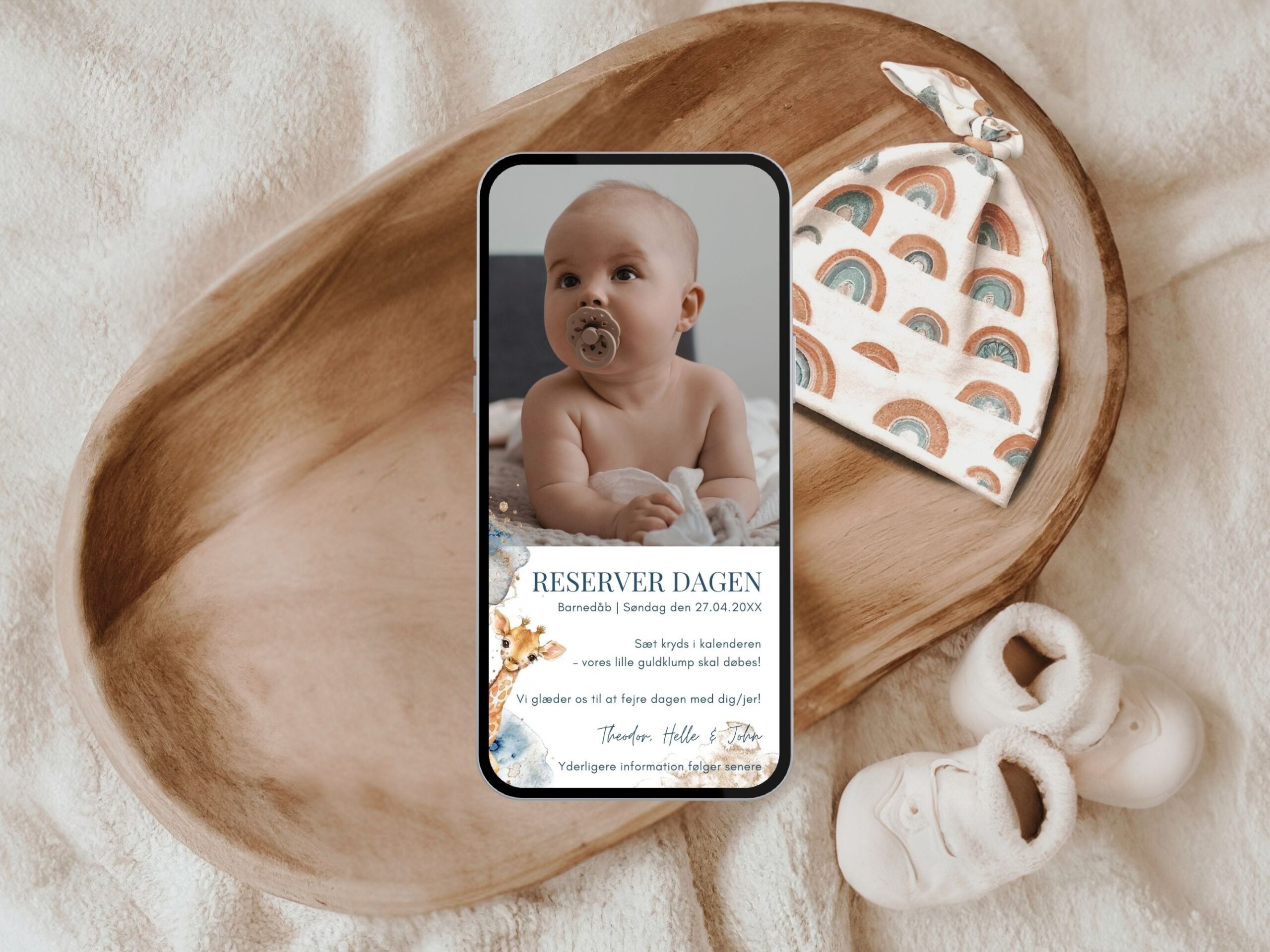 digital save the date barnedåb