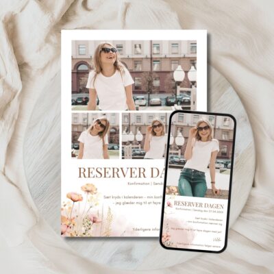 Vilde | Save the date kort konfirmation kombi