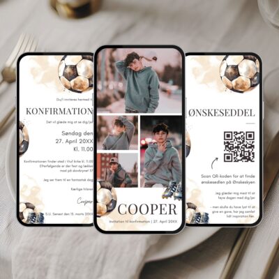 Fodbold | Digital invitation konfirmation premium