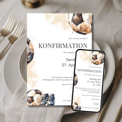 Fodbold | Invitation konfirmation kombi