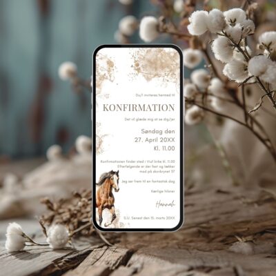 Hest | Digital invitation konfirmation basis