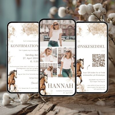 Hest | Digital invitation konfirmation premium