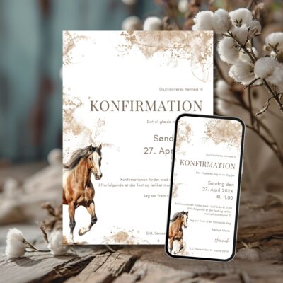 Hest | Invitation konfirmation kombi