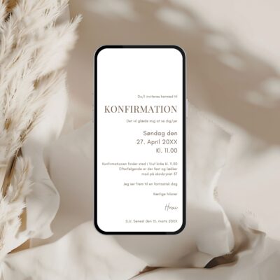 Hvid | Digital invitation konfirmation basis