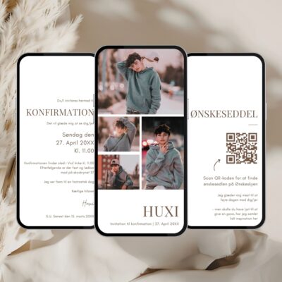 Hvid | Digital invitation konfirmation premium