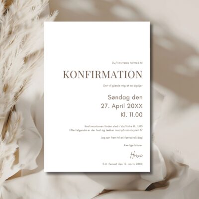 Hvid | Invitation konfirmation basis