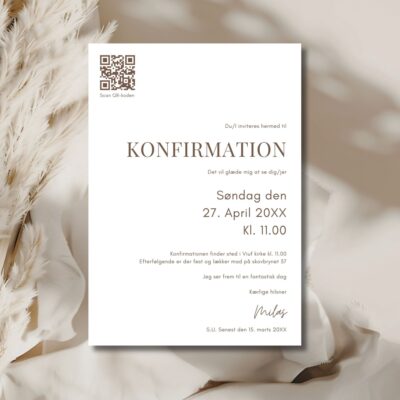 Hvid | Invitation konfirmation luxi