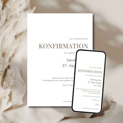 Hvid | Invitation konfirmation kombi