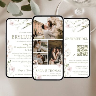 Saga | Digital invitation bryllup premium