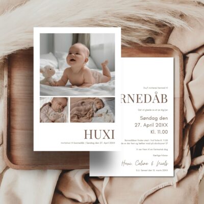 Hvid | Invitation barnedåb luxi