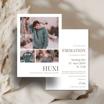 Hvid | Invitation konfirmation luxi