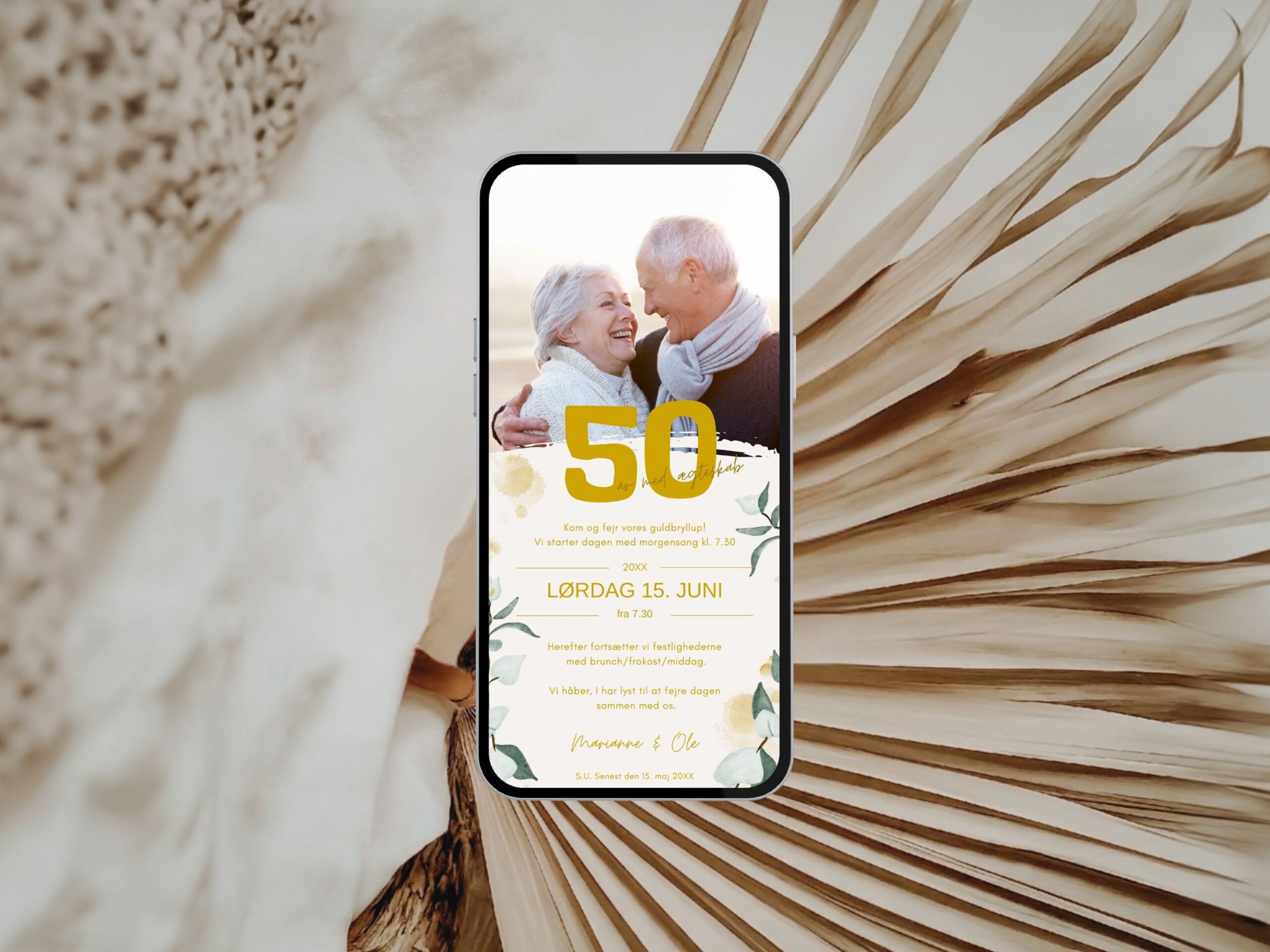 digital invitation guldbryllup