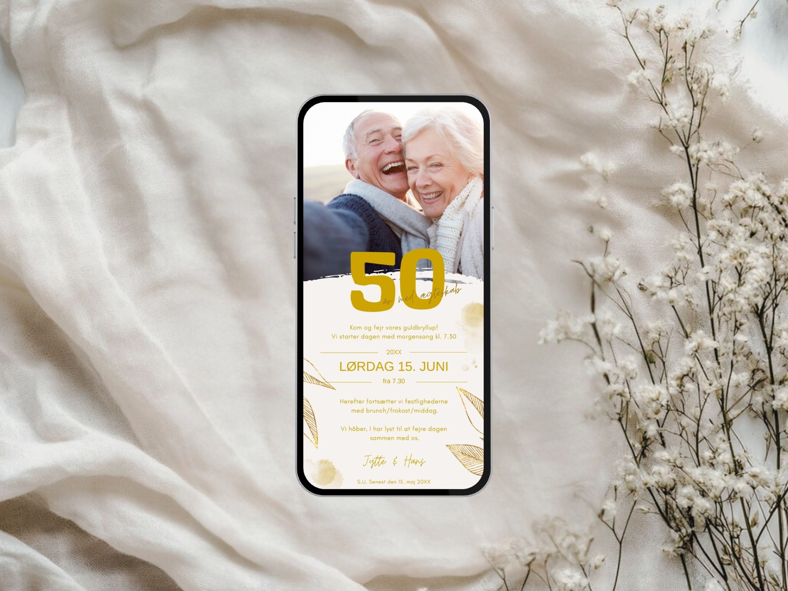 digital invitation guldbryllup