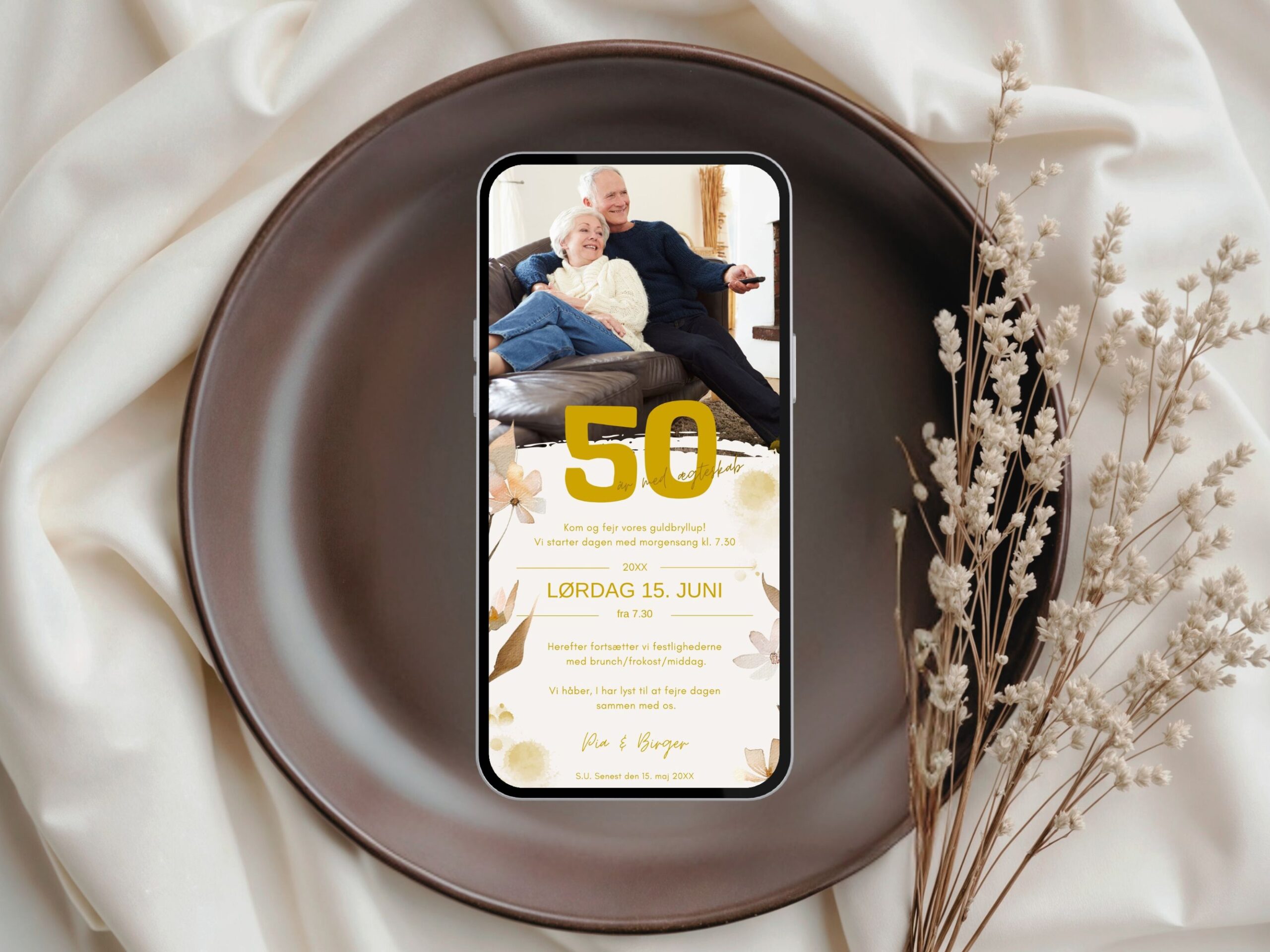 digital invitation guldbryllup