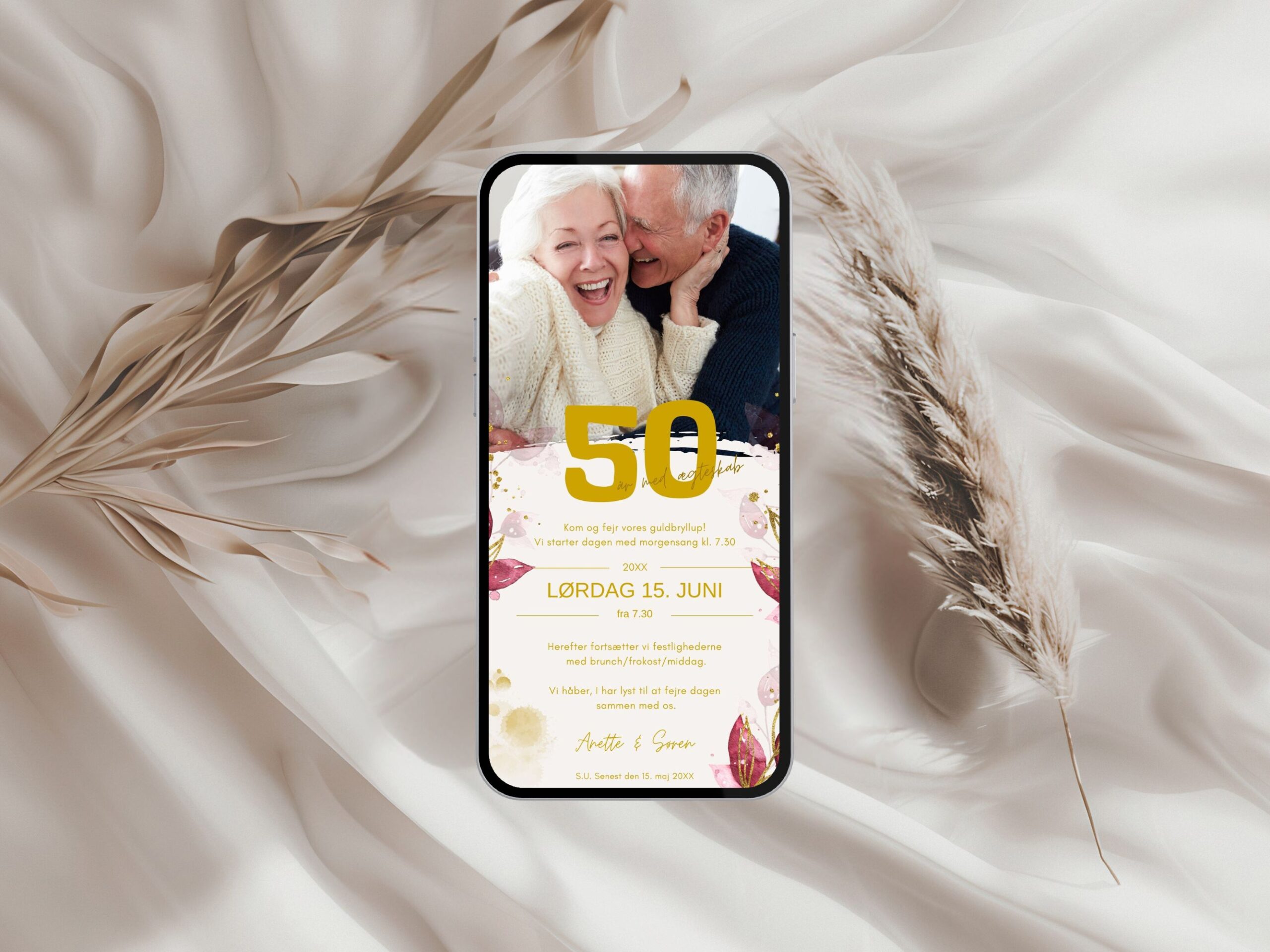 digital invitation guldbryllup