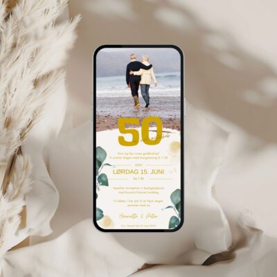 Guldbryllup 8 | Digital invitation til sms