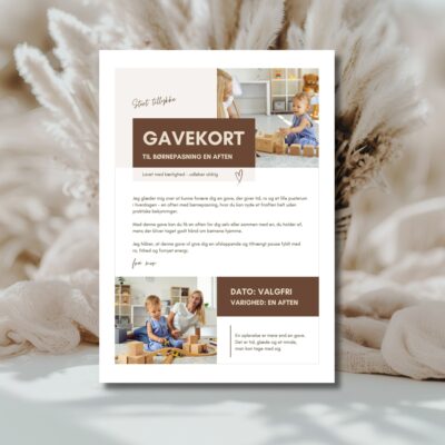 Børnepasning | Hjemmelavet gavekort