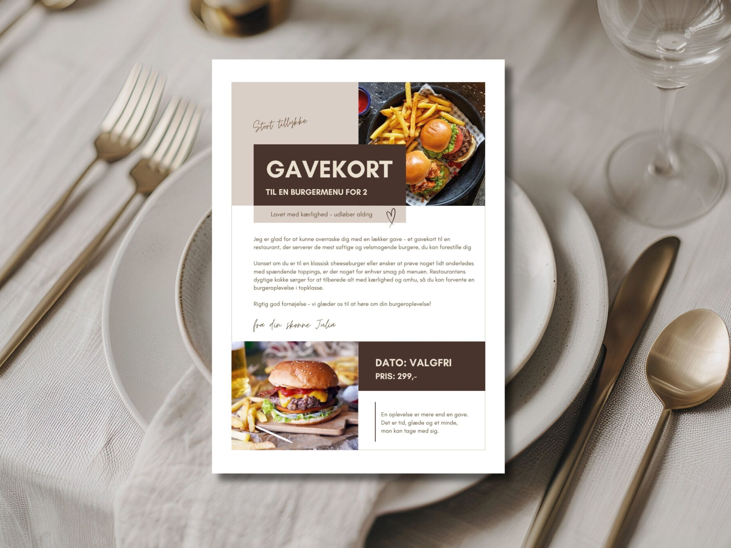 burgermenu gavekort