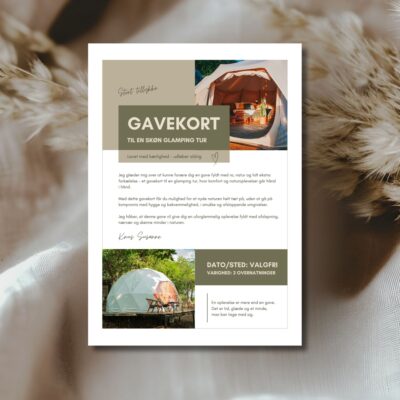 Glamping | Hjemmelavet gavekort
